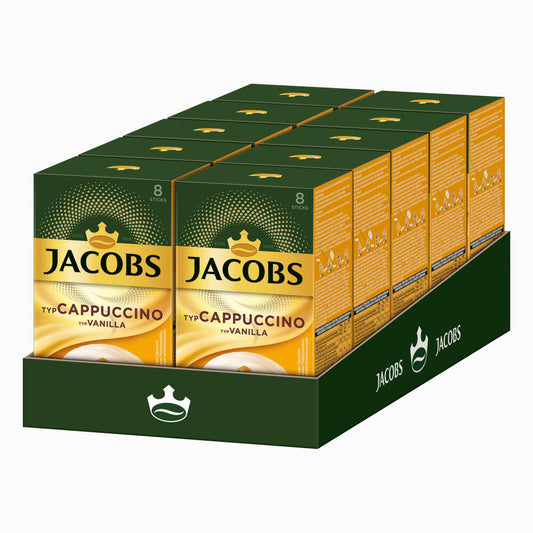 Jacobs Löslicher Kaffee Typ Cappuccino Typ Vanilla, 10er Pack, Instantkaffee, Instant, 10 x 8 Becherportionen