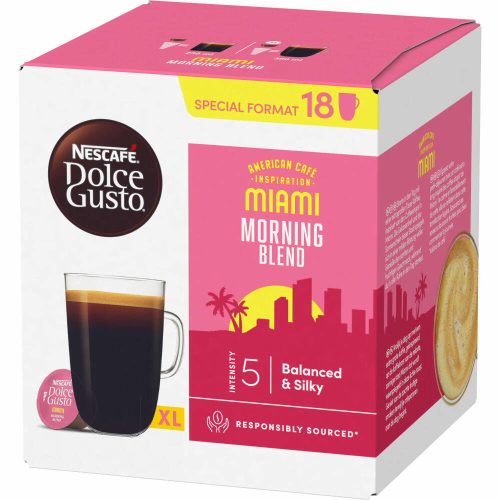 Nescafé Dolce Gusto Miami Morning Blend XL, Röstkaffee, 18 Kaffeekapseln / Portionen