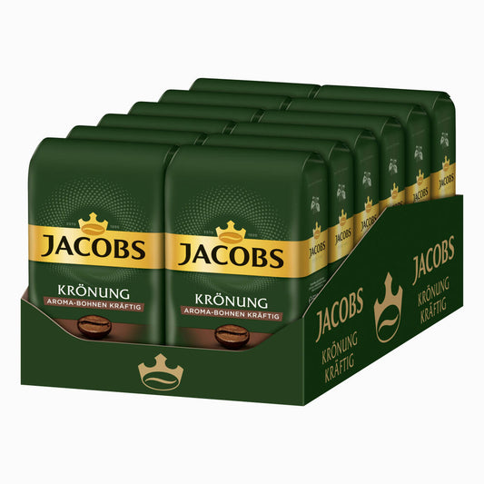 Jacobs Krönung Aroma Bohnen Kräftig, 12er Pack, ganze Bohnen, Kaffeebohnen, Kaffee, 12 x 500g