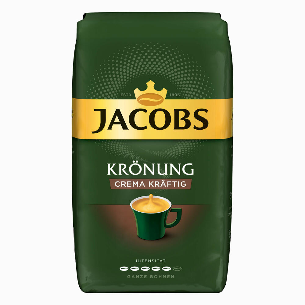 Jacobs Krönung Crema Kräftig, 2er Pack, Röstkaffee, Kaffee, ganze Bohnen, Kaffeebohnen, 2 x 1000 g