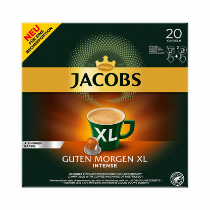 Jacobs Guten Morgen XL Intense, Kaffeekapseln, Nespresso Kompatibel, Kaffee, 20 Kapseln á 5.7 g