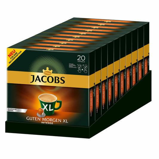 Jacobs Guten Morgen XL Intense 10er Set, Coffee Capsules, Nespresso Compatible, Coffee, 10 x 20 Capsules