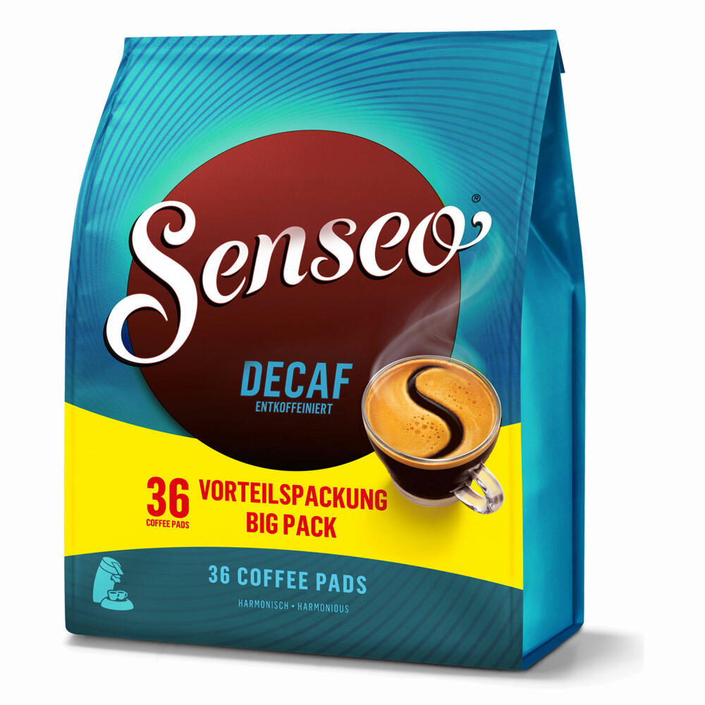 Senseo Coffee Pads Decaffeinated / Decaf, Rich Aroma, Intense &amp; Balanced, Coffee for Coffee Pad Machines, 36 Pads