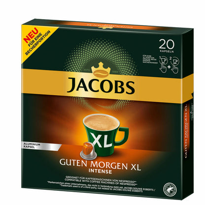 Jacobs Guten Morgen XL Intense, Kaffeekapseln, Nespresso Kompatibel, Kaffee, 20 Kapseln á 5.7 g