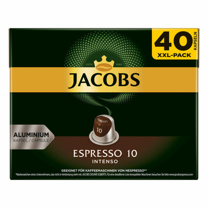 Jacobs Espresso 10 Intenso, Coffee Capsules, Nespresso Compatible, Coffee, 80 Capsules, 5.2 g each