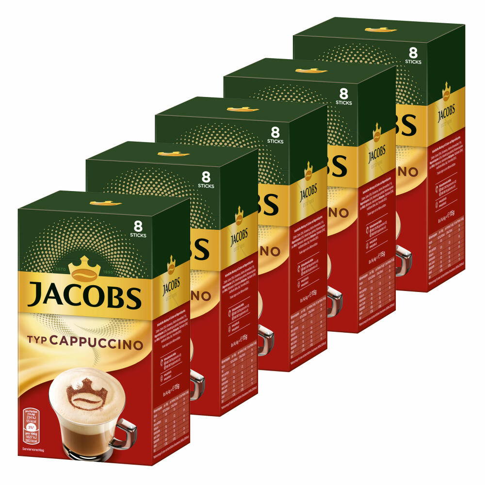 Jacobs Instant Cappuccino, Soluble Coffee, Instant Coffee, 40 servings of 14.4 g each