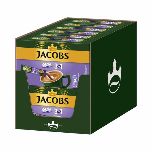 Jacobs 3in1 Milka 12-pack, instant coffee with cocoa, soluble bean coffee, 12x10 sticks