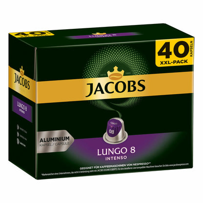 Jacobs Lungo 8 Intenso, Kaffeekapseln, Nespresso Kompatibel, Kaffee, 200 Kapseln, á 5.2 g