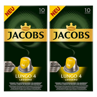 Jacobs Lungo 4 Leggero, coffee capsules, Nespresso compatible, coffee, 20 capsules, 5.2 g each