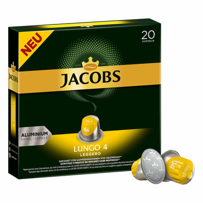 Jacobs Lungo 4 Leggero Kaffeekapseln, Nespresso Kompatibel, Kaffee, 40 Kapseln, á 5.2 g