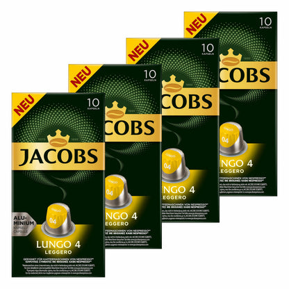 Jacobs Lungo 4 Leggero, coffee capsules, Nespresso compatible, coffee, 40 capsules, 5.2 g each