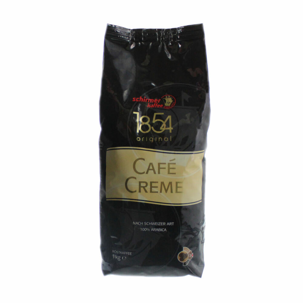 Schirmer Coffee Cafe Creme Swiss Style, whole beans, coffee beans, pack of 8, 8 x 1000g