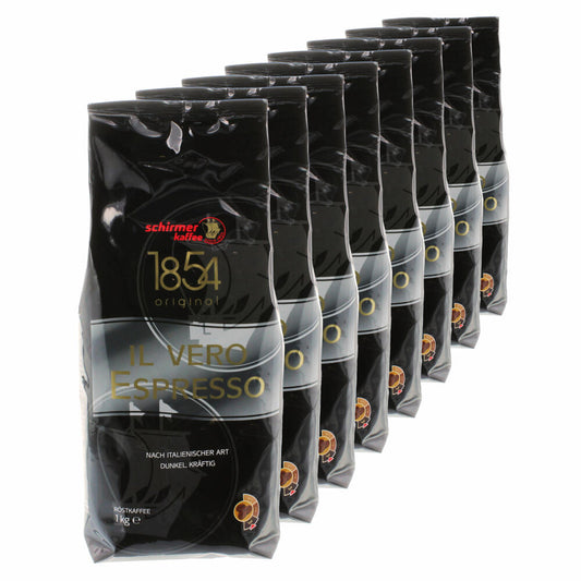 Schirmer Kaffee il vero Espresso, whole beans, pack of 8, coffee beans, 8 x 1000g