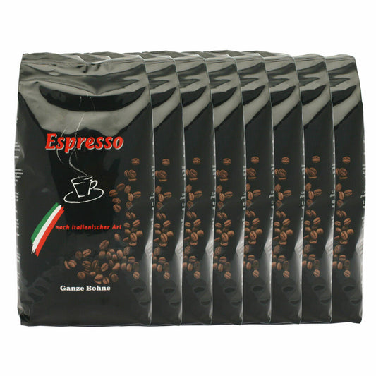 Schirmer Coffee Espresso, whole beans, pack of 8, coffee beans, 8 x 1000g