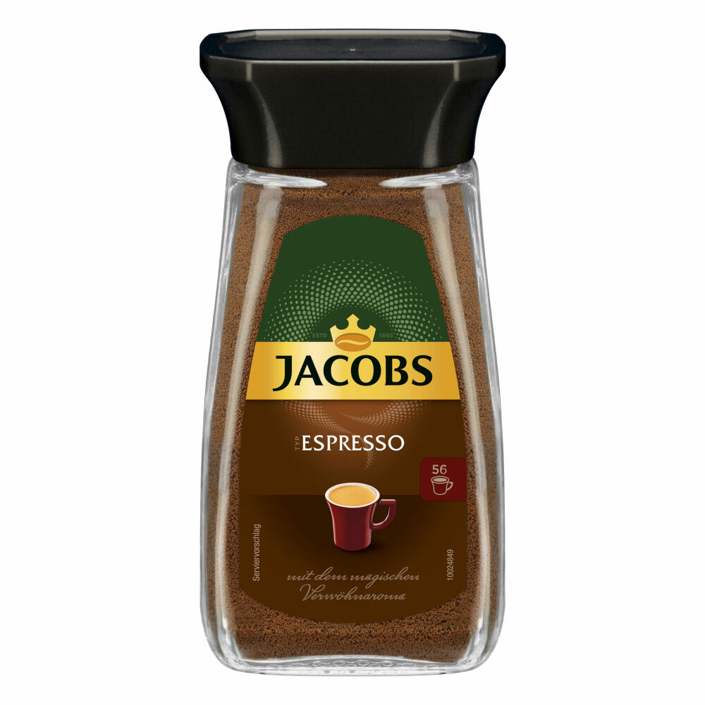 Jacobs Espresso, Soluble Coffee, Instant Coffee, Instant Coffee, Soluble Coffee, Glass, 6 x 100 g