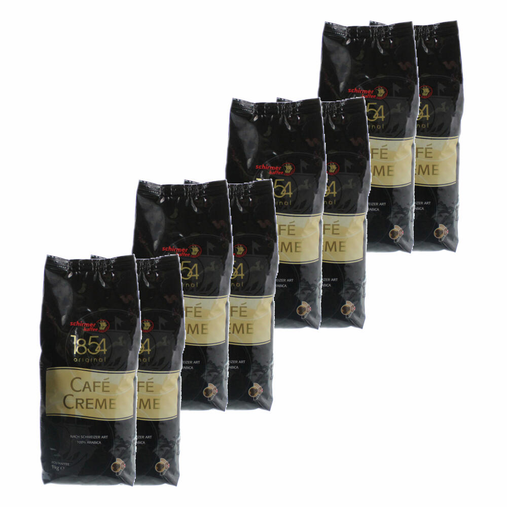 Schirmer Kaffee Cafe Creme nach Schweizer Art, ganze Bohnen, Kaffeebohnen, 8er Pack, 8 x 1000g