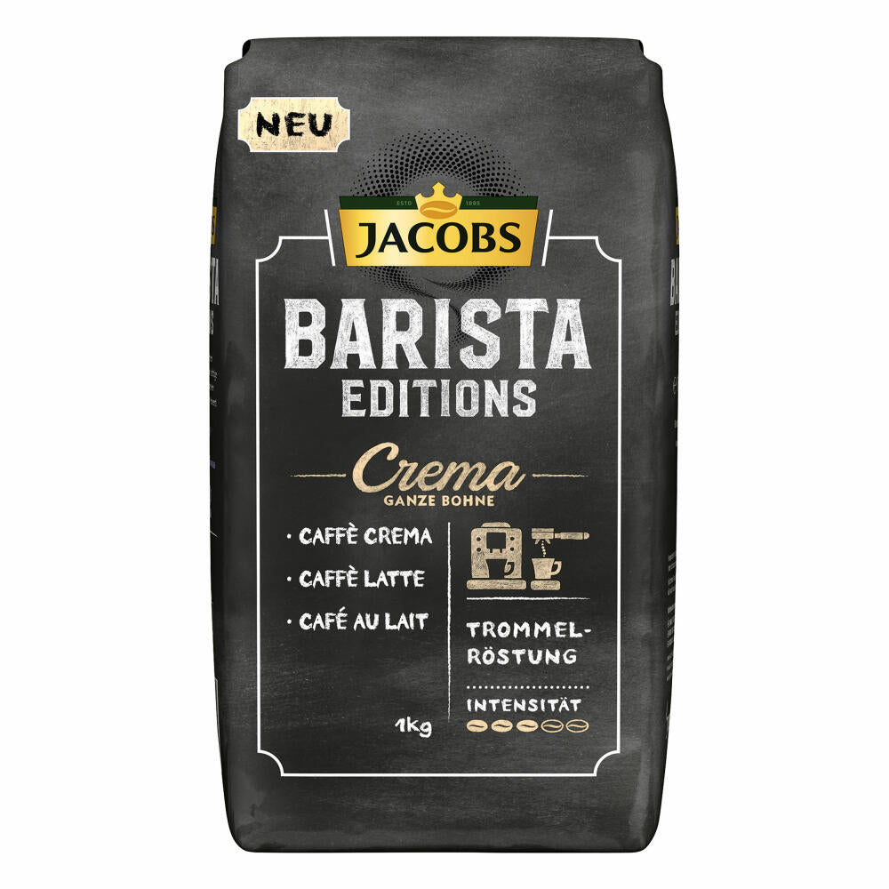 Jacobs Barista Editions Crema, bean coffee, whole beans, roasted coffee, coffee beans, 4 x 1000 g