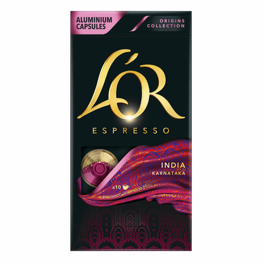 Douwe Egberts LOR Espresso India Karnataka, Coffee Capsules, Nespresso Compatible, Ground Roasted Coffee, 50 Coffee Capsules