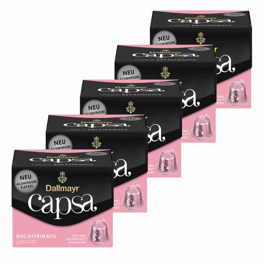 Dallmayr Capsa Lungo Decaffeinato set of 5, Nespresso compatible capsule, decaffeinated, coffee capsule, espresso capsule, 5x10 capsules