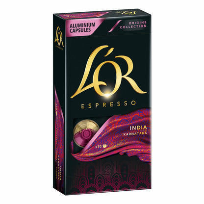 Douwe Egberts LOR Espresso India Karnataka, Coffee Capsules, Nespresso Compatible, Ground Roasted Coffee, 50 Coffee Capsules