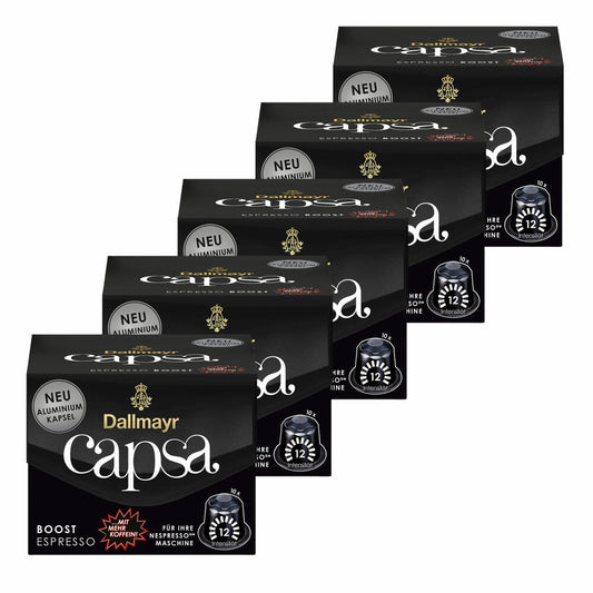 Dallmayr Capsa Espresso Boost set of 5, Nespresso compatible capsule, with more caffeine, coffee capsule, espresso capsule, 5x10 capsules