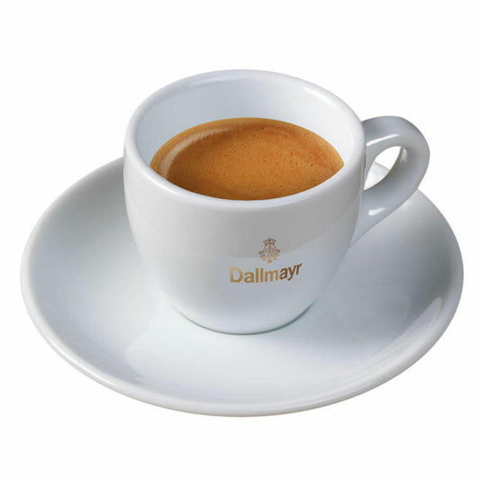 Dallmayr espresso cup + saucer with gold print, espresso cup, coffee cup, white, 80 ml