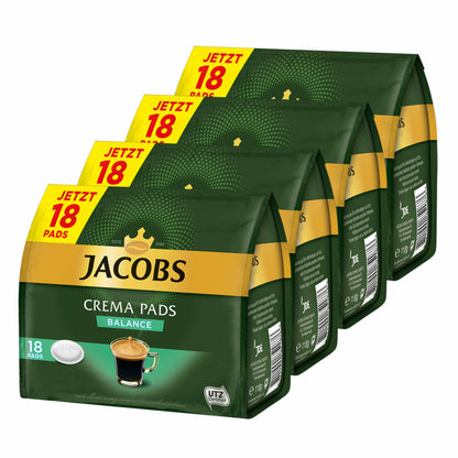 Jacobs Coffee Pads Crema Pads, Balance, Velvety &amp; Soft Taste, Coffee, 72 Pads