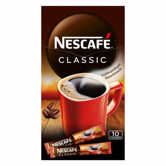 Nescafé Classic, Soluble Bean Coffee, Instant Coffee, Coffee Sticks, 10 Servings