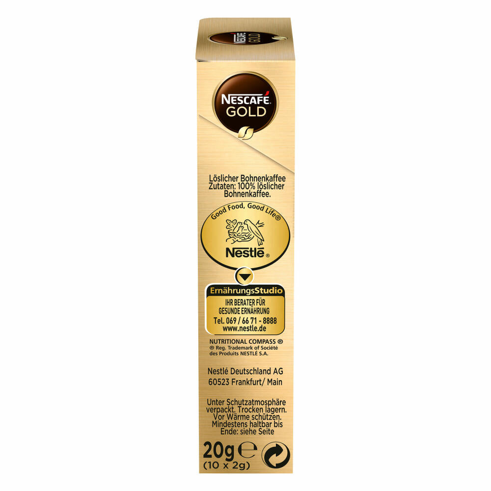 Nescafé Gold, Soluble Bean Coffee, Instant Coffee, Coffee Sticks, 10 Servings