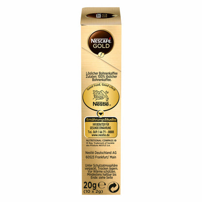 Nescafé Gold, Soluble Bean Coffee, Instant Coffee, Coffee Sticks, 10 Servings