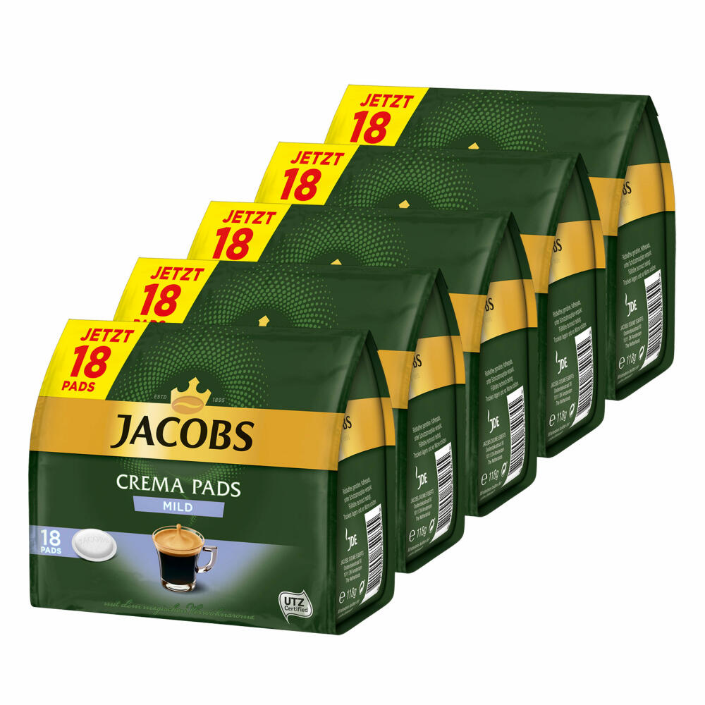 Jacobs Kaffeepads Crema Pads, Mild, Milder & Weicher Geschmack, Kaffee,90 Pads