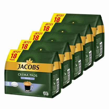 Jacobs Coffee Pads Crema Pads, Mild, Mild &amp; Soft Taste, Coffee, 90 Pads