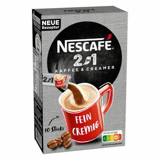 Nescafé 2in1 Sticks, Instant Coffee with Creamer, Instant Coffee, 10 Portion Sticks