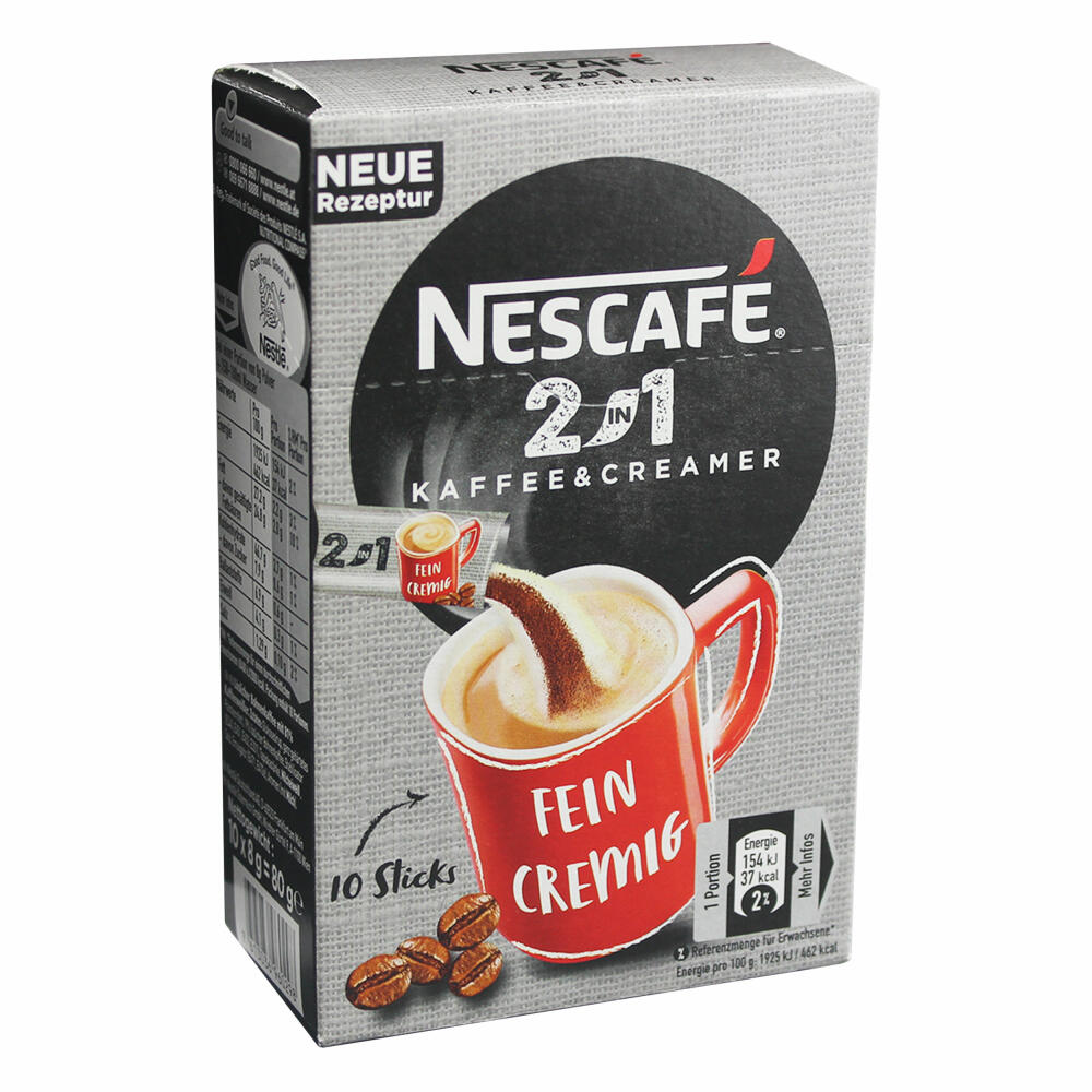 Nescafé 2in1 Sticks, Instantkaffee mit Creamer, Instant Kaffee, 30 Portionssticks