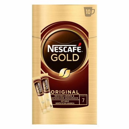 Nescafé Gold, Soluble Bean Coffee, Instant Coffee, Coffee Sticks, 10 Servings