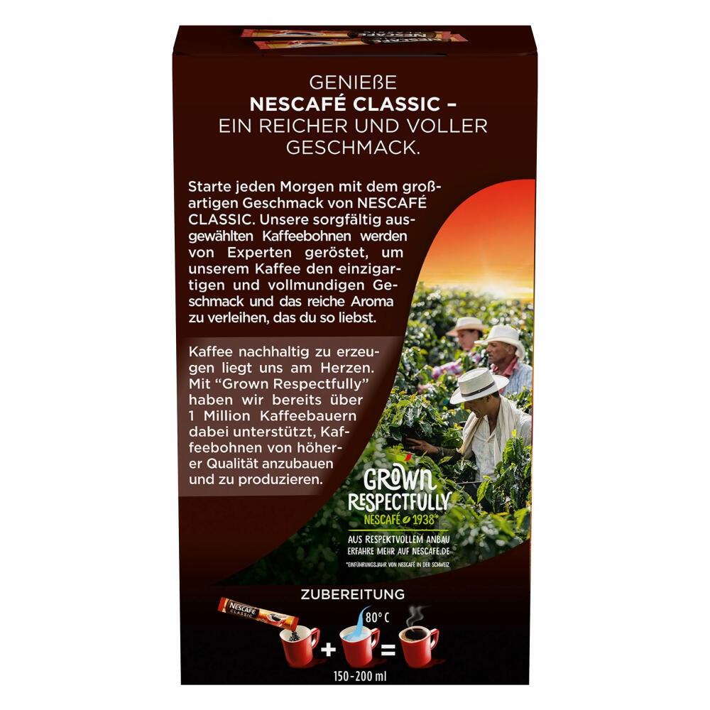 Nescafé Classic, Löslicher Bohnenkaffee, Instantkaffee, Kaffee Sticks, 10 Portionen