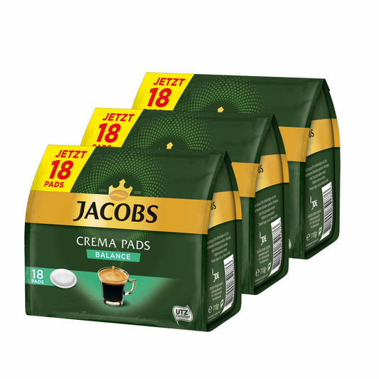 Jacobs Coffee Pads Crema Pads, Balance, Velvety &amp; Soft Taste, Coffee, 54 Pads