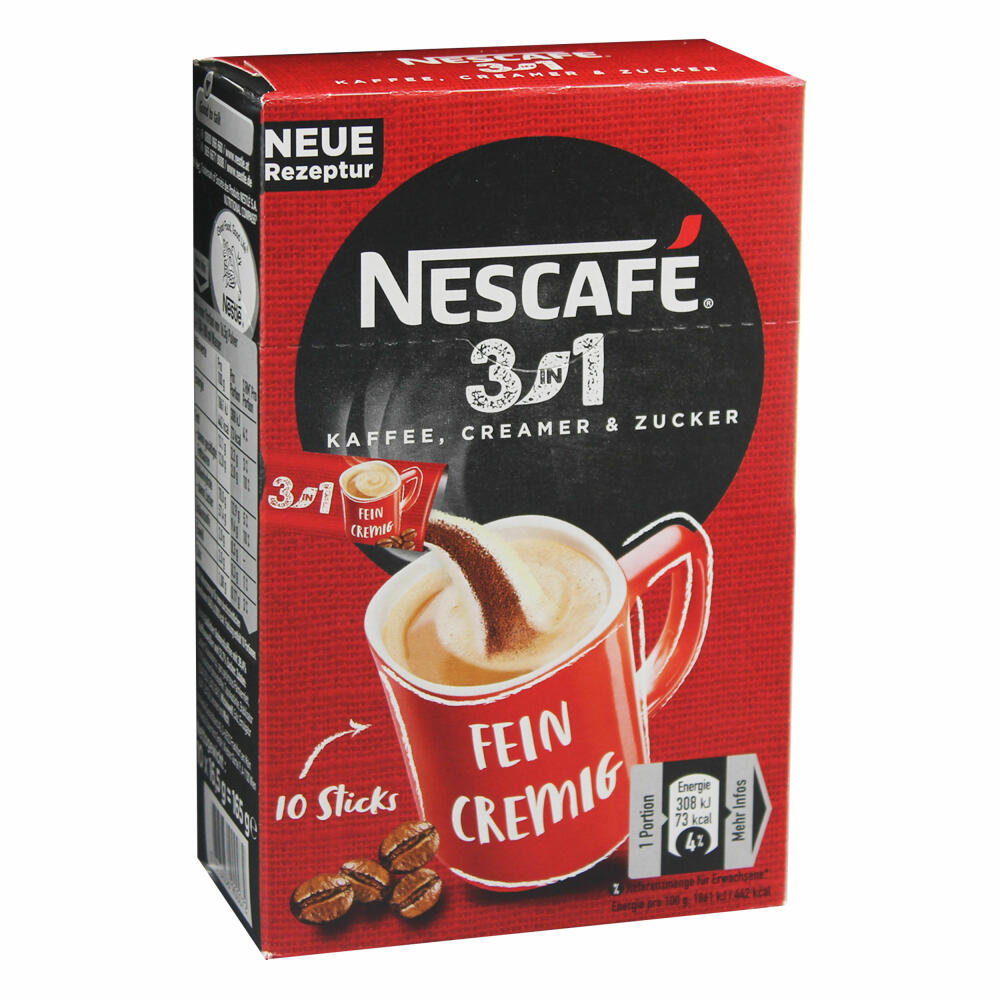 Nescafé 3in1 Sticks, Instantkaffee mit Creamer und Zucker, Instant Kaffee, 20 Portionssticks