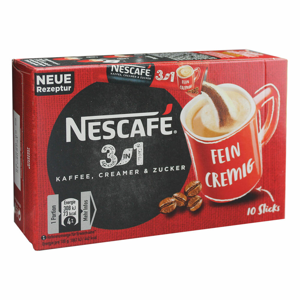 Nescafé 3in1 Sticks, Instantkaffee mit Creamer und Zucker, Instant Kaffee, 20 Portionssticks