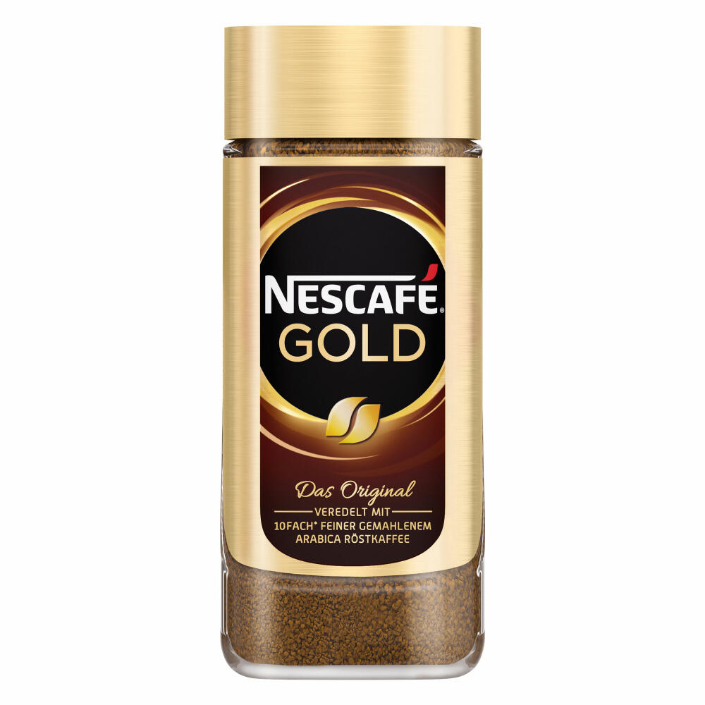 Nescafé Gold Das Original, löslicher Bohnenkaffee, Kaffee, gemahlener Röstkaffee, Glas, 10 x 100 g