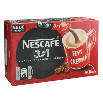 Nescafé 3in1 Sticks, Instantkaffee mit Creamer und Zucker, Instant Kaffee, 10 Portionssticks