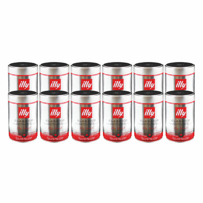 Illy Espresso, 100% Arabica Kaffee, gemahlen, mittlerer Röstgrad, Dose, 12er Pack, 12 x 250g