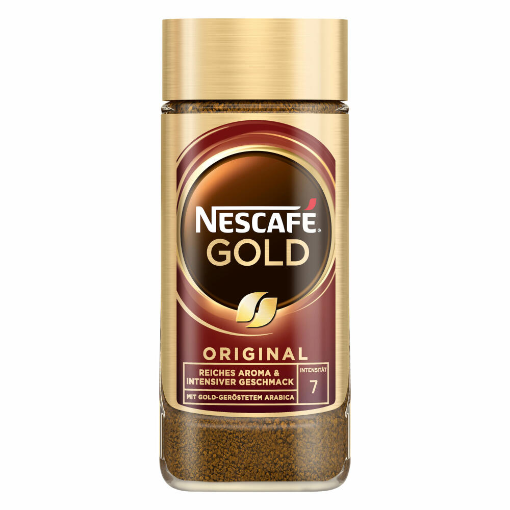 Nescafé Gold Das Original, löslicher Bohnenkaffee, Kaffee, gemahlener Röstkaffee, Glas, 100 g