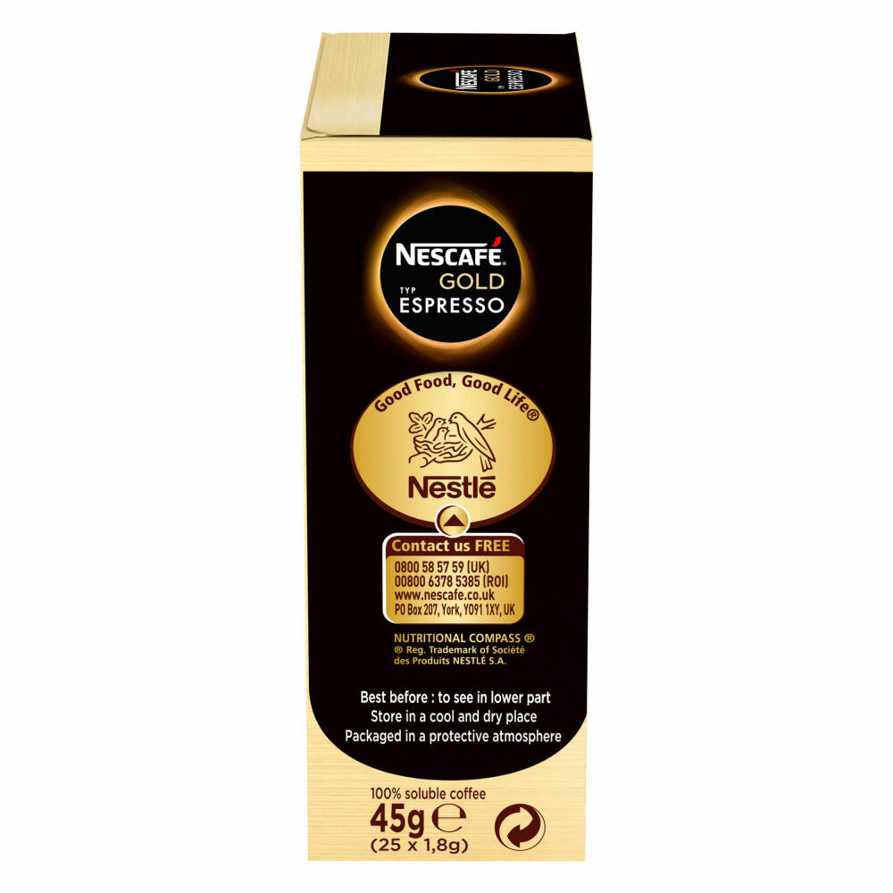 Nescafé Gold Typ Espresso, Löslicher Kaffee, Instantkaffee, Instant, Stick, 6 x 25 Sticks