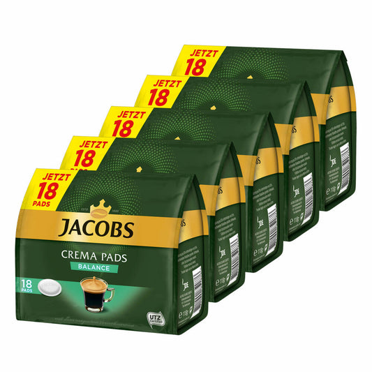 Jacobs Kaffeepads Crema Pads, Balance, Samtiger & Weicher Geschmack, Kaffee, 90 Pads