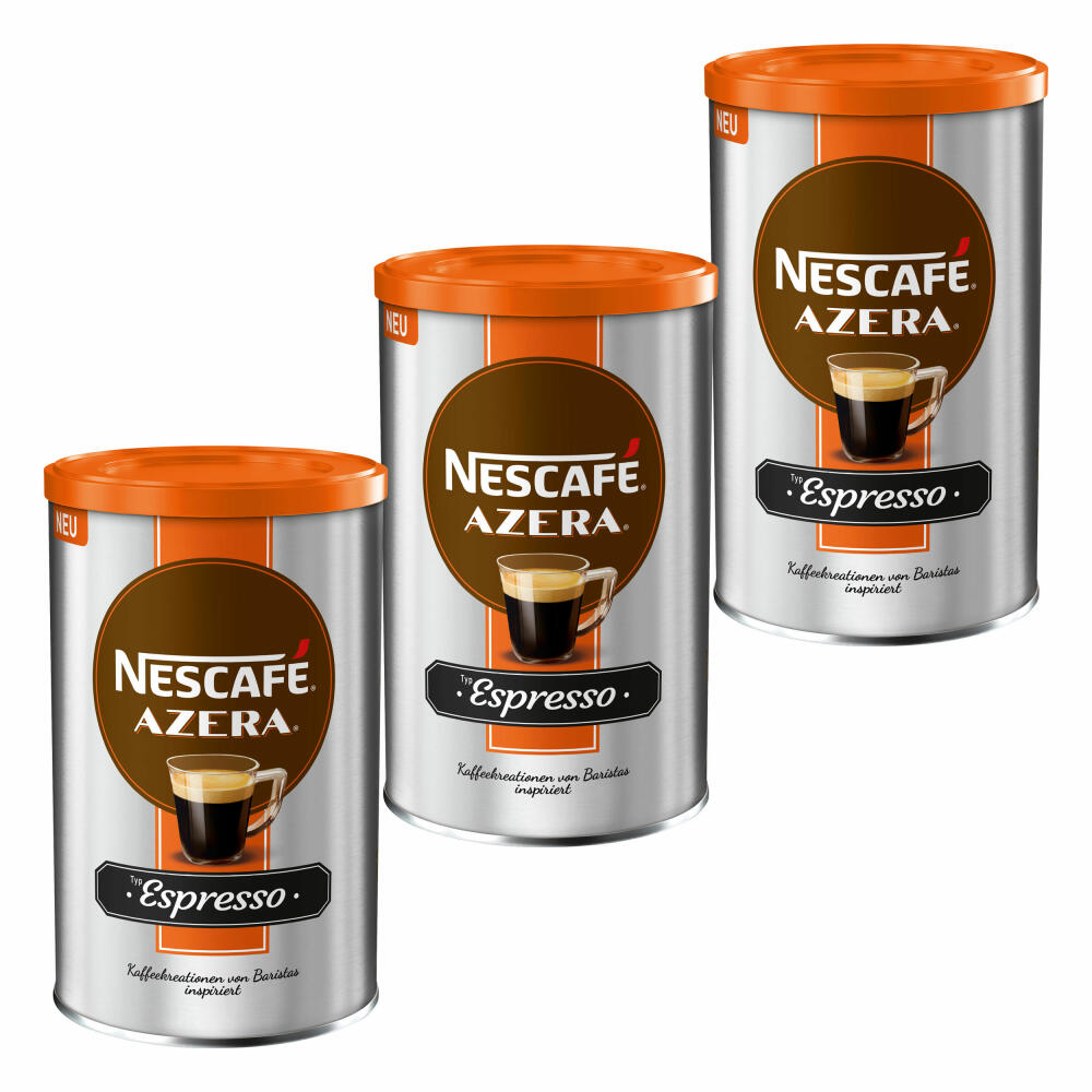 Nescafé Azera Type Espresso, set of 3, coffee, instant coffee with ground coffee beans, 100 g can, 12328069