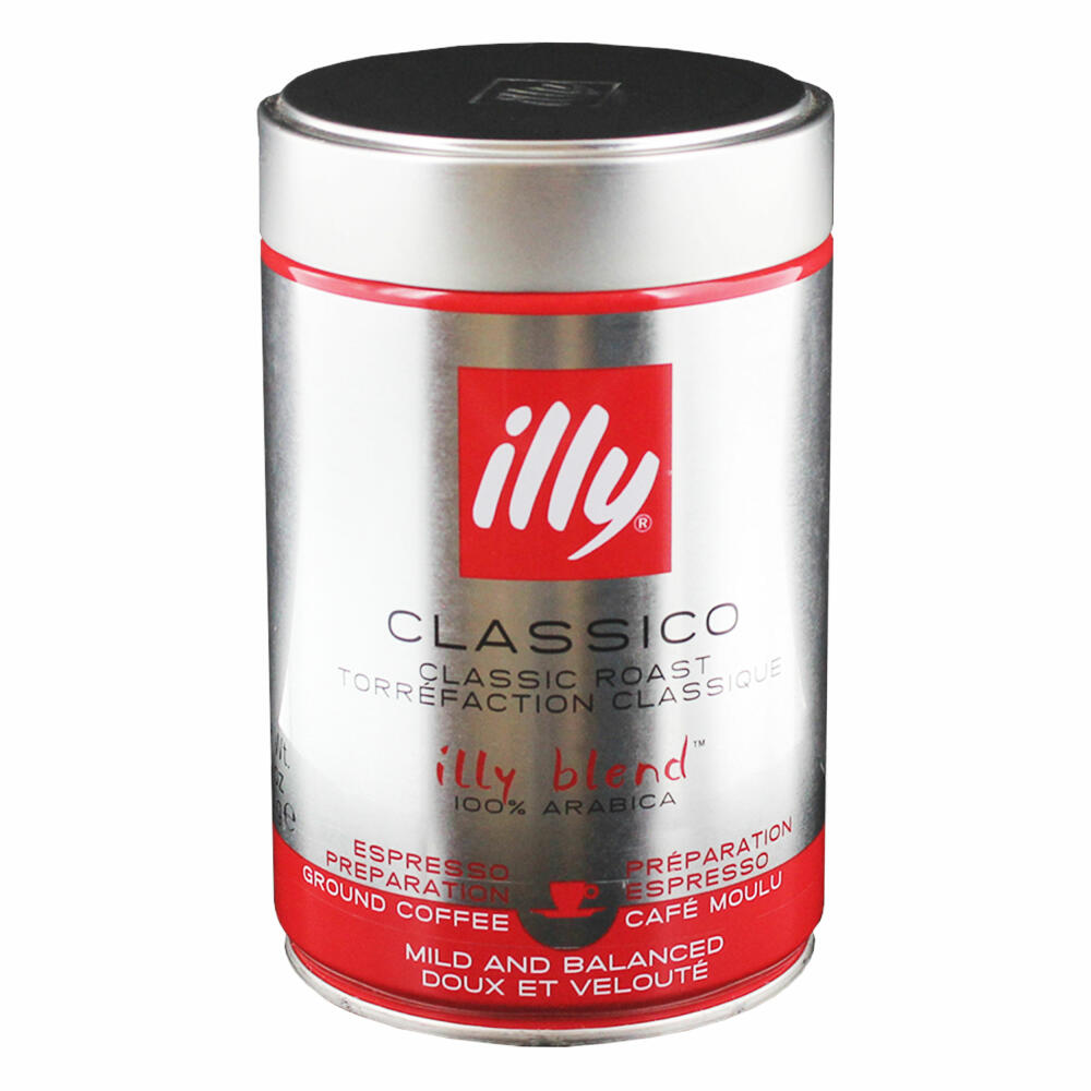 Illy Espresso, 100% Arabica coffee, ground, medium roast, can, 12 pack, 12 x 250g