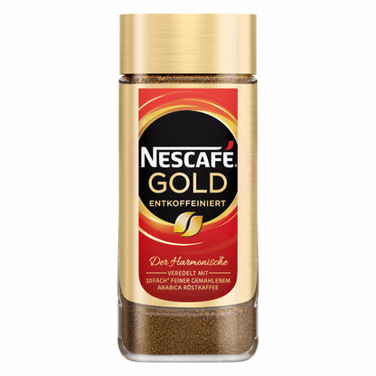 Nescafé Gold Decaffeinated, Instant Bean Coffee, Coffee, Ground Roasted Coffee, Glass, 6 x 100 g