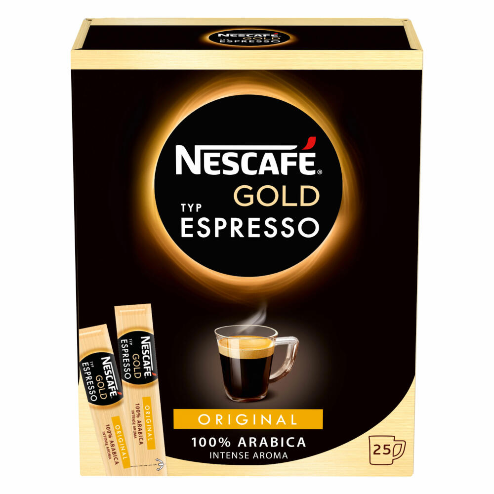 Nescafé Gold Typ Espresso, Löslicher Kaffee, Instantkaffee, Instant, Stick, 6 x 25 Sticks