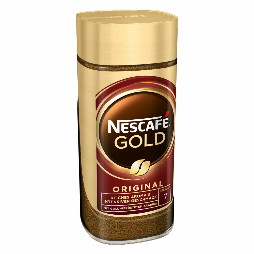 Nescafé Gold Das Original, löslicher Bohnenkaffee, Kaffee, gemahlener Röstkaffee, Glas, 100 g